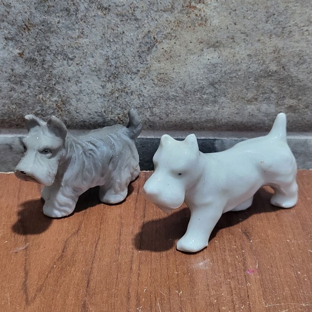 Vintage Porcelain Scottish Terrier Figurines Set of 2